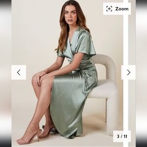 Elegant Sage Green Wrap Dress